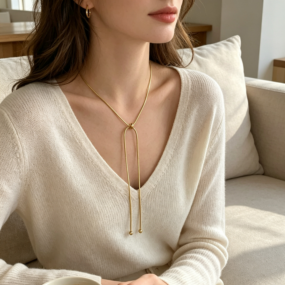 Golden Ultra-Fine Smooth Flat Snake Bone Jewelry Set
